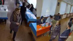 Bakı şəhəri Yasamal rayonu 18 saylı məktəbdəki seçki məntəqəsində "karusel", topa bülleten atma halları