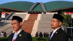 Gedung MPR/DPR, kompleks Parlemen Nasional Indonesia, di Jakarta, Indonesia, pada Jumat, 15 Agustus 2025.