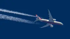 Boeing 787 Dreamliner atraviesa el cielo 