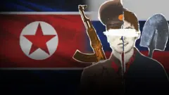 반은 북한 군인, 반은 노동자의 모습을 합성한 이미지