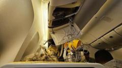 Interior do avião após turbulência