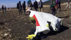 አደጋው የደረሰበት የኢትዮጵያ አየር መንገድ ቦይንግ 737 ማክስ 8 አውሮፕላን ስባሪ አካል