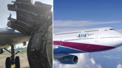 Screen grab of faulty Airk Air aircraft and branded Airk Air plane.