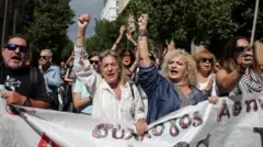 žene sa uzdignutim pesnicama u Grčkoj, štrajk radnika u Grčkoj, Jednodnevni štrajk radnika u Grčkoj zbog vladinog predloga da poslodavci mogu da produže radno vreme do 13 sati