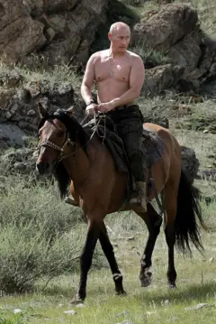 Vladimir Putin em cavalo na Sibéria em 2009
