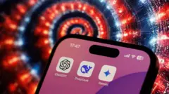 Tela de celular com aplicativos que usam IA