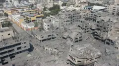 Destruction in Gaza from airstrikes