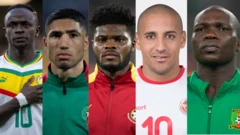 Collage foto of Mane, Hakimi,Partey, Khazri and Aboubakar