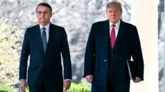 Trump e Bolsonaro em encontro em 2019, quando os dois eram presidentes