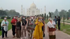 India's Taj Mahal with a lot of air pollution