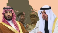 ወራሲ ዓራት ልኡል ሳልማንን መራሒ ኢማራት ዓረብ መሓመድ ቢን ዛይድን ኣብ ቅድሚት ብድሕሪኦም ድማ ኣብ ግጭት ዝርከቡ ጀነራላት ሱዳን ኣል ቡርሃንን ሕሜትን ይርኣዩ