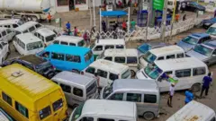 Motorists queue for Filling station to buy fuel for Lagos, Nigeria