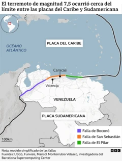 Mapa del lugar donde ocurrieron los terremotos.