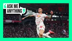 Benjamin Sesko celebrates with an Ask Me Anything border around him