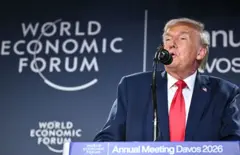 Trump discursando durante o Fórum Econômico Mundial, na Suíça
