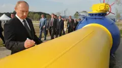 Путин около трубы