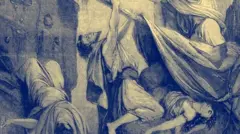 কারুনের মাটির নিচে তলিয়ে যাওয়া নিয়ে আঁকা চিত্রকর্ম