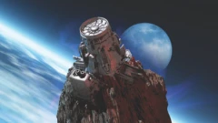 รูปสถานีแนวตั้งบนดาวเคราะห์น้อย 