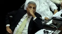 Ousted Sri Lankan prime minister Ranil Wickremesinghe attends a session at the parliament complex, Colombo, Sri Lanka.12-12-2018
