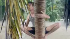 इन्डोनेशियामा बाढीबाट जोगिन रूख चढेका मानिस 