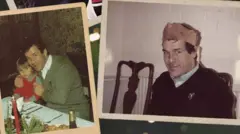 صور فوتوغرافية مجمعة، تُظهر الصورة السفلية من اليمين، روني لوكوود وهو يرتدي قبعة ورقية على شكل مفرقعات عيد الميلاد، بينما تُظهر الصورة السفلية اليسرى روني وهو يحمل لويد، ابن روب وديان بارسون، على مائدة عيد الميلاد.