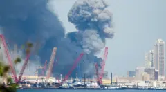 Fumée au-dessus de Manama, capitale du Bahreïn.