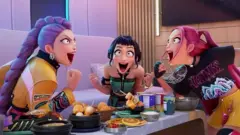 Desenho animado de três personagens femininas