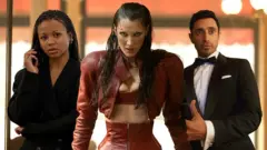 Montagem com personagens de três séries de TV