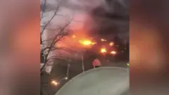 Fire burns after Ukraine crash