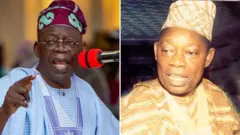 Collage image of President Bola Tinubu and chief MKO Abiola.