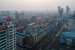 A cidade chinesa de Heihe, na fronteira com a Rússia