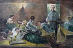 Um desenho publicado por volta de 1880 mostra chineses em um antro de ópio