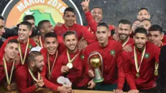 Morocco celebrate winning the 2018 African Nations Championship