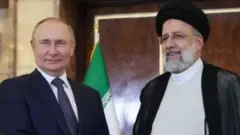 روسی صدر ولادیمیر پوتن اور ایران کے صدر ابراہیم رئیسی