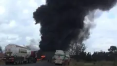 Burning tanker
