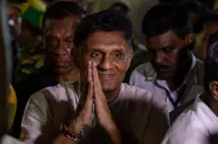 Sajith Premadasa, presidential candidate for the Samagi Jana Balawegaya (SMJ) party, during a campaign rally in Gampaha, Sri Lanka, on Tuesday, Sept. 17, 2024. The election will be the first for the country since an economic crisis in 2022 caused living standards to plunge and the government to default on its debt for the first time ever. Photographer: Buddhika Weerasinghe/Bloomberg via Getty Images