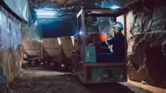 Một công nhân tại mỏ Trinity Metals ở Rwanda