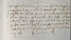 Fragmento de un manuscrito de Hernán Cortés