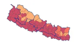 नेपालका सङ्क्रमित देखाउने नक्शा