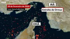 Mudança no fluxo de navios no Estreito de Ormuz com conflito no Irã