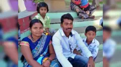 वाघाच्या हल्ल्यात मृत्यूमुखी पडलेल्या शुभांगी चौधरींचा त्यांचे पती आणि मुलांसोबतचा फोटो 