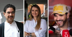 De izquierda a derecha, los candidatos presidenciales Iván Cepeda, Paloma Valencia y Abelardo de la Espriella. 