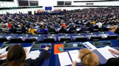 جلسه روز ۱۵ مارس پارلمان اروپا در استراسبورگ فرانسه