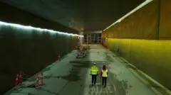 Trabajadores dentro del gran túnel