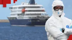 Працівник силових структур у захисному костюмі на фоні лайнера - колаж