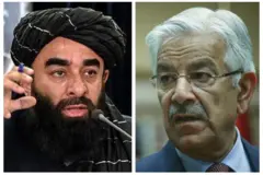 عکس خواجه آصف در طرف راست و ذبیح الله مجاهد در سمت چپ