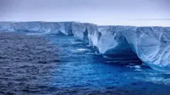 An aerial shot of A76a iceberg