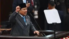 Presiden Prabowo Subianto menyampaikan pidato di MPR.