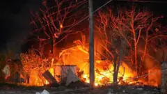 пожар на месте удара в порту Одессы