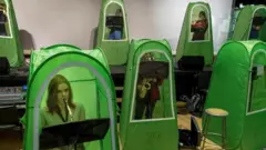 High school band members in tents